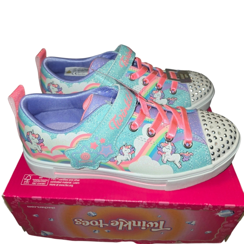 Sketchers Twinkle Toes Light Up Unicorn Kids Sneakers Girls Size 3 New with Box